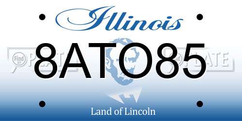 8ATO85 Illinois License Plate