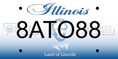 8ATO88 Illinois License Plate
