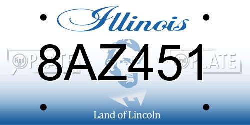 8AZ451 Illinois License Plate