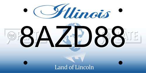 8AZD88 Illinois License Plate