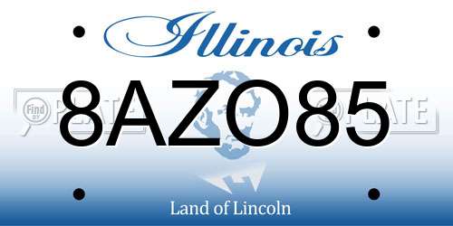 8AZO85 Illinois License Plate