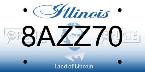 8AZZ70 Illinois License Plate