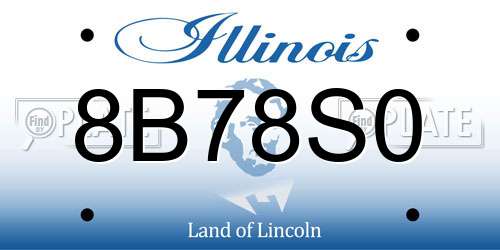 8B78S0 Illinois License Plate