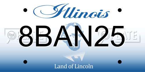 8BAN25 Illinois License Plate