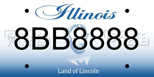 8BB8888 Illinois License Plate