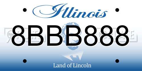 8BBB888 Illinois License Plate