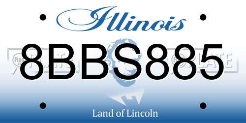 8BBS885 Illinois License Plate