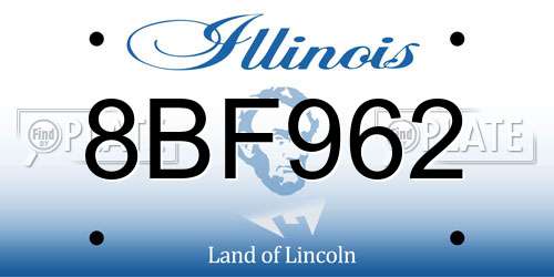 8BF962 Illinois License Plate