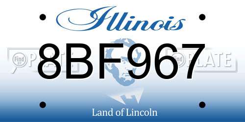 8BF967 Illinois License Plate
