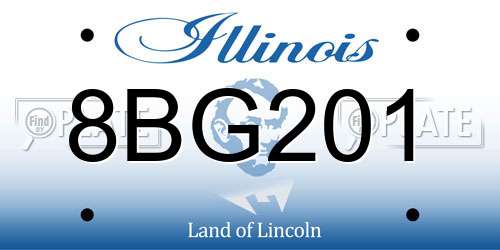 8BG201 Illinois License Plate