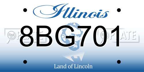 8BG701 Illinois License Plate