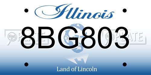 8BG803 Illinois License Plate
