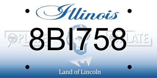 8BI758 Illinois License Plate