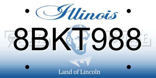 8BKT988 Illinois License Plate
