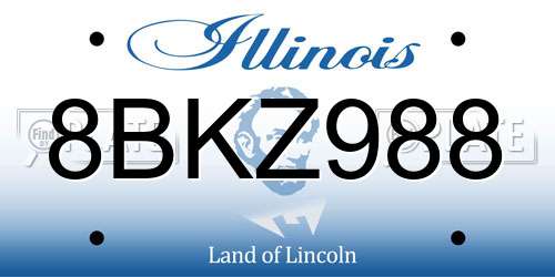 8BKZ988 Illinois License Plate