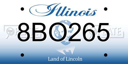 8BO265 Illinois License Plate
