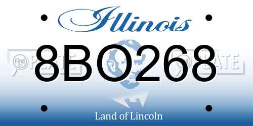 8BO268 Illinois License Plate
