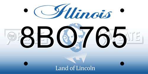 8BO765 Illinois License Plate