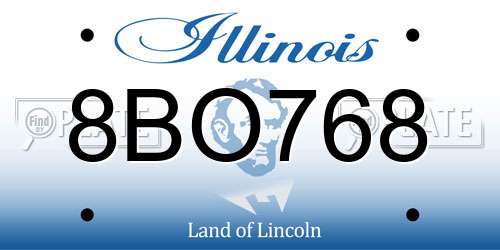 8BO768 Illinois License Plate