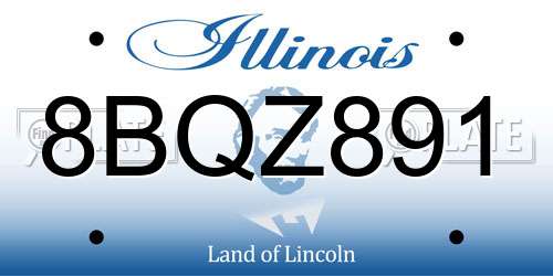 8BQZ891 Illinois License Plate