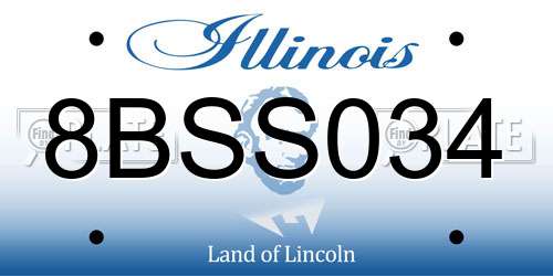 8BSS034 Illinois License Plate
