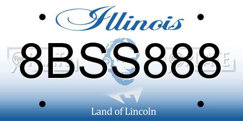 8BSS888 Illinois License Plate