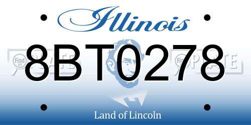 8BT0278 Illinois License Plate