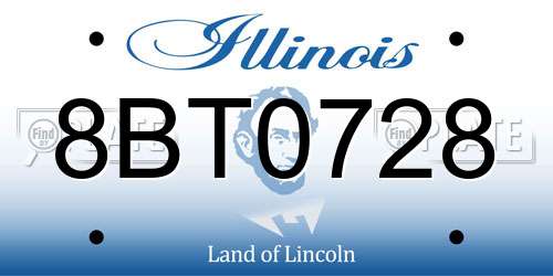 8BT0728 Illinois License Plate
