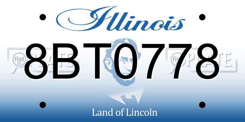 8BT0778 Illinois License Plate