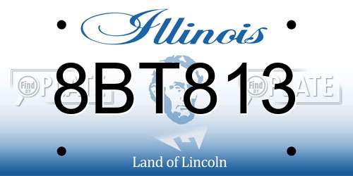 8BT813 Illinois License Plate