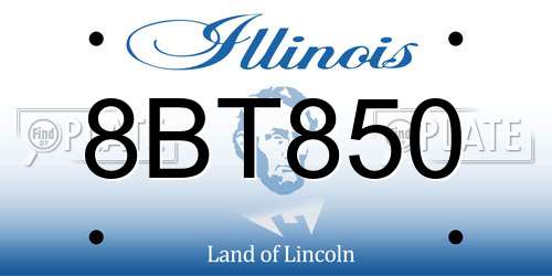 8BT850 Illinois License Plate