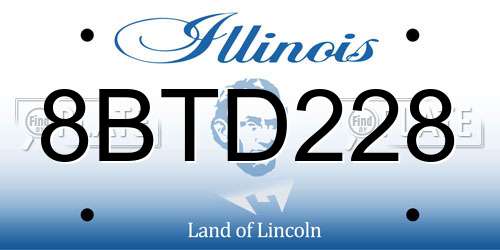 8BTD228 Illinois License Plate