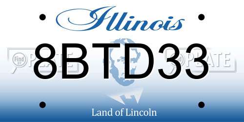 8BTD33 Illinois License Plate