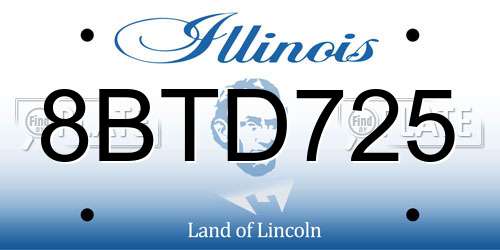 8BTD725 Illinois License Plate