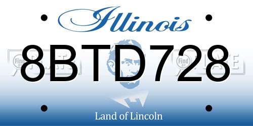 8BTD728 Illinois License Plate