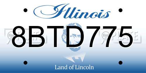 8BTD775 Illinois License Plate