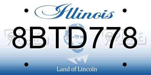 8BTD778 Illinois License Plate