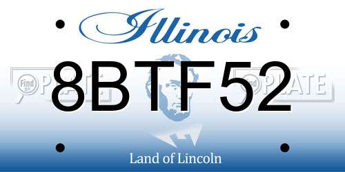 8BTF52 Illinois License Plate