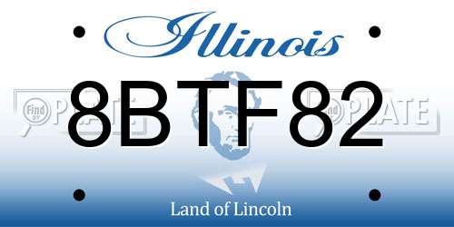 8BTF82 Illinois License Plate