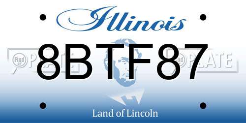 8BTF87 Illinois License Plate