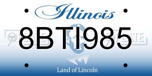 8BTI985 Illinois License Plate