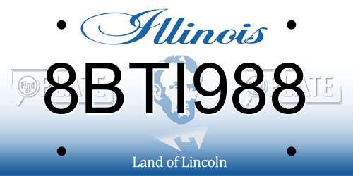 8BTI988 Illinois License Plate