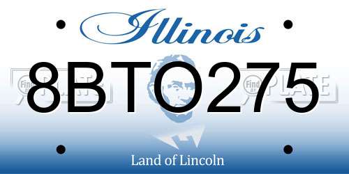 8BTO275 Illinois License Plate