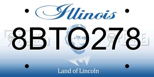 8BTO278 Illinois License Plate