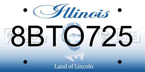 8BTO725 Illinois License Plate