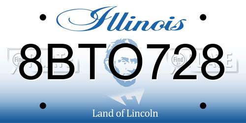 8BTO728 Illinois License Plate