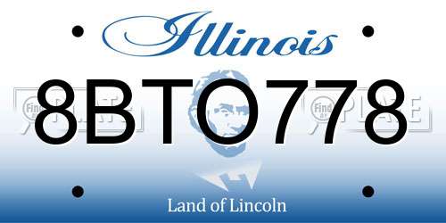 8BTO778 Illinois License Plate