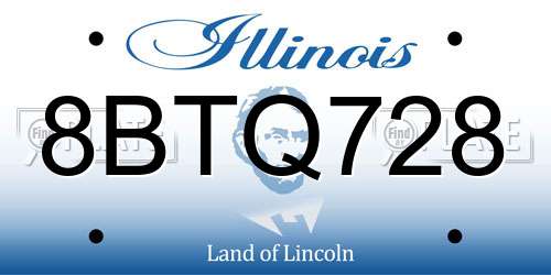 8BTQ728 Illinois License Plate