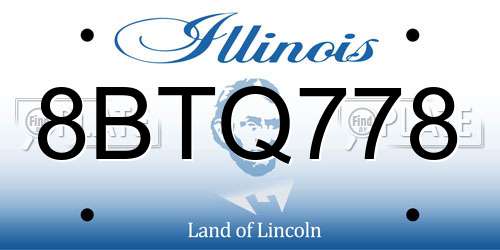 8BTQ778 Illinois License Plate