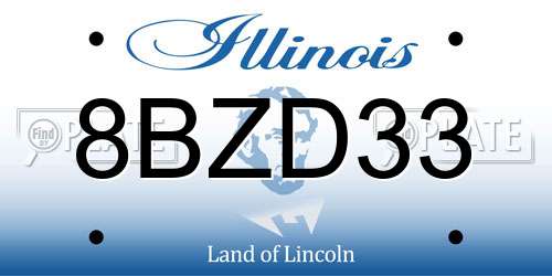 8BZD33 Illinois License Plate